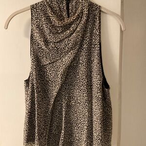 Joie black/white print silk top